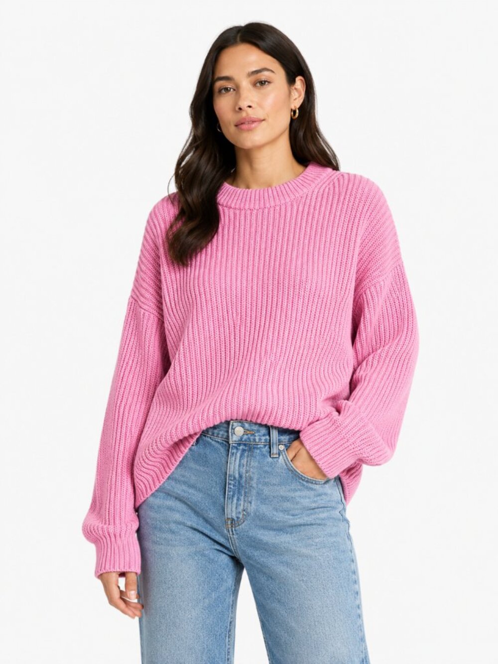 UNIQLO BUBBLEGUM PINK CREWNECK BULKY KNIT SWEATER - M